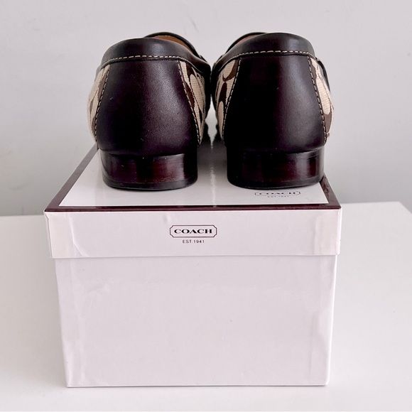 Coach Brown Signature Canvas & Leather ‘Eve’ Horsebit Loafers, Size 9 - Picture 5 of 8
